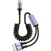 XuQiZZpp Cavo USB C Doppio Tipo C Cavo di Ricarica Auto USB A Tipo di Ricarica Cavo A Spirale Cavo Veloce Per Telefono Tablet 6A Caricabatteria Da Auto