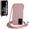 WenBaby Cover Compatible con Samsung Galaxy S20 ultra,Cellulare Girocollo Custodia con Cordino TPU Corda Silicone Case Bumper per Galaxy S11 Plus/S20 ultra Custodia, Rosa sabbia