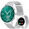 taopodo Orologio Smartwatch Donna, Schermo Rotondo AMOLED 1,27, Chiamate Bluetooth, Monitoraggio Battito e Sonno Smart Watch Donna, 120+ Modalità Sportive, Impermeabilità IP68 (Argento)