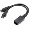 Cuifati Cavo Adattatore Sdoppiatore di Alimentazione a Y Singolo IEC 320 C14 Maschio a Doppio C5 Femmina, 10A 250V 1 in 2 Out Cavo di Alimentazione Splitter C14 a Doppio C5 Y per Lampada da Tavolo Monitor LCD