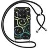 Xylota Cover Cordino per Xiaomi Redmi Note 14 Pro 5G/Poco X7, Aesthetic Disegni Smile Face Custodia con Corda Collana Tracolla Laccio, Sottile Silicone Antiurto Protettiva Case per RedmiNote14Pro,Nero