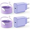 LumFocus 2-Pack 25W Caricatore Rapido USB C con 60W Cavo USB C 2M, Presa USBC Alimentatore Spina Adattatore Fast Charger Caricabatterie Caricatore for iPhone Air 17 16 15 Pro Max Plus, iPad, Samsung S25 S24