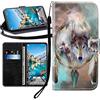 Sunrive Cover Per Huawei Mate 10 Pro, Custodia con supporto di stand e in Pelle artificiale per carte di credito Portafoglio Flip Chiusura Magnetica bumper(Lupo Dream Catcher B1)