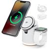 NEZART Stazione di ricarica per Apple, Qi2, stazione di ricarica induttiva per iPhone 16, 15, 14, 13, 12 Pro Max, serie per Apple Watch 10/9/Ultra/8/7/6/SE/5/4/3, per AirPods Pro 4 3 2, ricarica rapida