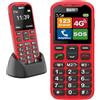 SAIET Next 4G Cellulare per Anziani con Tasti Grandi e Audio Amplificato +25dB, Telefono 4G VoLTE con Tasto SOS a 5 Numeri, Foto Contatti e Base di Ricarica, Display 2.2 a Caratteri Grandi, Rosso