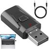 DUSEKI Adattatore Bluetooth USB 5.4, trasmettitore e ricevitore 2 in 1, mini trasmettitore audio portatile con jack da 3,5 mm per TV, PC, impianto stereo, auto, microfono integrato, chiamate in vivavoce e