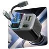 CUBTEM Retrattile Caricabatterie Auto 4 in 1,65W Caricatore Auto PD 3.0 Accendisigari USB Ricarica Veloce, Adattatore Caricabatterie da Auto Spina 12/24V,Compatibile con iPhone 17/16,con Galaxy