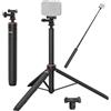 SMALLRIG Asta per selfie allungabile da 150 cm, treppiede per action camera, con adattatore bidirezionale a sgancio rapido per Osmo Action 6/Nano, supporto a 2 punte, vite da 1/4-20 per Insta360-6363