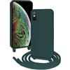 FERLAN Custodia per iPhone XS Max Cover con Cordino,Nero Silicone Antiurto TPU Morbido Case Corda Collana Necklace Regolabile Stylish con Catena Ultra Sottile Cover per iPhone XS Max,Nero