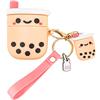 Newseego Custodia Cover in Silicone Morbido con Portachiavi Compatibile con AirPods 1&2- Funny Kawaii Cartoon 3D Tazza di tè al Latte Cover Protettivo Antiurto Carina Cover per Airpods 1 e 2 (Rosa)
