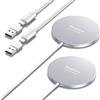 Hoonyer Caricatore Wireless per iPhone, 15W Caricabatterie Mag-Safe con Ricarica Rapida, Portatile Senza Fili Magnetico Charger compatibile iPhone17/16/15/14/13/12 e Airpods 2/3/Pro (Pezzi 2, Bianco)