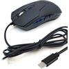 Justdfine Mouse USB-C cablato, 6 pulsanti, clic silenzioso, mouse per computer, 2400 velocità D-PI, cavo ergonomico di tipo C, luce blu, compatibile con Mac, laptop, desktop, Chromebook, Surface