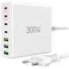 FINIBO Caricatore USB C 300W: Caricatore rapido USB multiplo a 7 porte con 4 USB-C e 3 USB-A, Caricatore USB C multiplo Dual-PD PPS per MacBook Pro/Air, iPad Pro/Air, Samsung