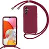 Belzsxy Cover per Samsung Galaxy A15 5G con Cordino, Custodia con Laccio Collana Tracolla Collo Liquido Silicone Antiurto TPU Antiurto AntiGraffio Case,Rosso