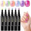 Wuquei Penne Smalto Unghie,Gel con Glitter 6 Colori - Set Di Pennarelli Smalto Unghie Ad Asciugatura All'Aria - Per Casa, Salone, Feste, Viaggi, Foto, Matrimoni, Appuntamenti, Quotidiano, Ragazze e Donne