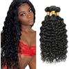 Creuost 26 28 30 Inch Water Wave Human Hair Bundles 1B Natural Black Perrucche Donna Extensions Double Weft Unprocessed Brazilain Remy Hair Weave Extension With Minimal Tangle 3 Bundles Total 300g