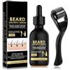 FANFALUV Kit per la crescita della barba con derma roller e siero con ingredienti naturali, crescita rapida e ispessimento, kit per la cura della barba da uomo, regalo per papà