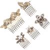 FRCOLOR Pettine per Chioma Sposa Vintage in Lega Oro 5 Pezzi Accessori per Chioma da Cerimonia Adatti a Vari Acconciature per Feste di Matrimonio