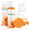 Ourdort Set di prodotti al cachi, Bagnoschiuma e sapone al cachi | Deodorante naturale, pulizia profonda, elimina gli odori corporei, Sapone solido per pelle, capelli, corpo e viso