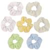 ELNX Set di 7 Elastici per Capelli Donna, Scrunchies Colorati Morbidi in Tessuto, Accessori per Coda di Cavallo per Ragazze, Uso Quotidiano e Sport (2 Bianco + 2 Cachi + Verde + Blu + Giallo)