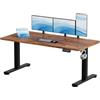 JUMMICO 160×60 cm Scrivania regolabile in altezza, telecomando 4 tasti con funzione memoria e gancio integrato, ideale per ufficio, studio e gaming, Marrone