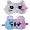 Daleweo 2 mascherine per dormire per bambini, graziose forme di animali, maschera per gli occhi in morbido peluche, adatta per ragazzi e ragazze, per viaggi, per dormire a pranzo e come accessorio per feste