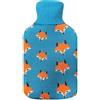 Brightium Borsa dell'acqua calda Mimo, 1,7 l, con fodera blu e divertente motivo volpi. Le sue misure sono 20 x 32 x 4 cm. Flessibile e morbido al tatto, ideale per riscaldare e rilassare.