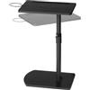 HOOBRO Tavolino a Forma di C Regolabile in Altezza, Tavolino Divano Rotazione 360°, con Portabicchieri Rimovibile e Slot per Tablet, Nero EBB34SF01