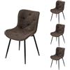 PPkrimnel 4 Sedie Chenille Motivo Diamante Gambe Metalliche Marrone | Supporto Ergonomico Della Schiena Carico 150 KG Robuste Gambe Metalliche Per Pasti Relax E Spazi Interni