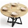 Shally Dogan Tavolo Rotondo per Sala da Pranzo e Cucina Diametro 120cm, Gambe in Metallo con Ripiano Portaoggetti Inferiore e Piano in Legno, Ideale per Casa e Ufficio, Naturale