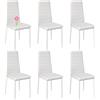 LANTUS 6 Sedie Sala da Pranzo Salotto Cucina Design Moderno Struttura in Metallo e Seduta Imbottita in Ecopelle 6 pezzi (bianco)