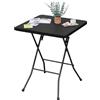 eSituro Tavolo da Giardino, Tavolo Pieghevole con Piano in Plastica Effetto Legno, Tavolino da Caffè per Esterni, Arredo Casa Giardino, Tavolino Nero, Tavolo Quadrato 62x62cm