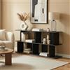 [en.casa] Scaffale da Terra con 4 Vani Scomparti Aperti Mobile Espositore Libreria Bassa Divisorio per Soggiorno Studio Ingresso Ufficio 160 x 35 x 74 cm - Nero