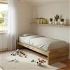 MOBILFINO CAMERETTE Letto Singolo cameretta 80x190 con Rete a doghe in Acciaio e faggio - Testate Basse, Quercia