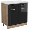 Vicco Mobiletto base per cucina R-Line, Nero lucido, 80 cm PL Marmo, per la libera combinazione all'interno di sistemi cucina modulari