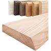 LAMO Manufaktur Mensola legno massello senza fori | Mensola 120 cm per soggiorno, studio | Colore: grezzo, Bordo: naturale | Legno massello, design moderno, venature decorative