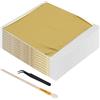 CHUENKUK 400 fogli di lamina d'oro per fai da te, 14 x 14 cm, foglia d'oro con pinzette e pennello per torte, artigianato