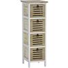 EMPOTEC Cassettiera Comò Multiuso in Legno Naturale e Bianco, 3, 4 o 5 Cassetti, Salvaspazio, per Bagno, Cucina e Sala, Uso Interno ed Esterno (4 cassetti 80x26x32 Legno Naturale)