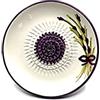 Kaladia - Piatto per grattugiare in ceramica - ideale per zenzero, parmigiano, ecc. - Motivo: fiore viola - Diametro: 12 cm - Fatto a mano e dipinto a mano - Made in Spain
