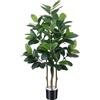Fairblo Pianta Artificiale Albero Finto Decorativo Ficus Lyrata 120 cm Piante Finte da Interno Grandi con Vaso Ficus Finto Realistico per Decorazioni Interne Esterne Casa Balcone Ufficio Giardino