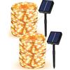 NWPUSZ Luci solari da giardino all'aperto, confezione da 2 pezzi in totale 20 m, 200 LED ad energia solare, 8 modalità impermeabili, timer filo di rame, luce solare da giardino per esterni, interni