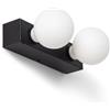 LEDKIA LIGHTING Lampada da Parete Bagno Metallo 2 Faretti Aizkra Nero E27