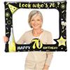 POPOYU Cornice gonfiabile per selfie da cabina fotografica nero oro per 70° compleanno, Accessori per cabina fotografica per festa di 70° compleanno Cornice gigante divertente nero oro gonfiabile per foto