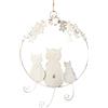 Logbuch-Verlag Corona decorativa gatti: soprammobile in metallo, decorazione parete, appendibile porta finestra, statuette vintage, regalo amanti dei gatti, finitura crema beige, Ø 20 cm