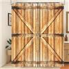 Xiaoterna Tenda da doccia rustica Porta in legno marrone retrò Tenda da bagno impermeabile Stile country occidentale Fienile della fattoria Lavabile Decorazione per bagno in stile rustico 180x240cm