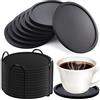 MOOING Sottobicchieri in Silicone, 12 Pezzi Nero Rotondi Antiscivolo Sottobicchieres in Silicone, Antiscivolo e Isolati, Sottobicchieriss Silicones Set per Birra Bottiglie, Tazze da Tè, Tazza da Caffè