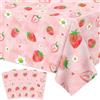 LKITMIUT 4 Pezzi Fragola Tovaglia Berry Sweet One Tovaglie Fragola Tema Partito Tovaglia Frutta Fragola Compleanno Decorazioni Fragola Bambino Doccia Accessori Bacca Primo Compleanno Decorazione 86 x 51