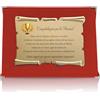 ATS Incisione Targhe & Timbri Targa Pensione con Pergamena in Cofanetto Velluto - Idea Regalo Pensionamento - Targa Celebrativa con Dedica - Ricordo Elegante per Collega, Amico o Familiare (Rosso, Dedica Elegante)