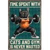 WADORN Targa in metallo con scritta in lingua inglese Cat Gym is Never Wasted e scritta Time Spent with Cats and Gym is Never Wasted