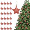 WEITAPYT Stella Natale Albero, 24pcs Stelle Pendenti Natale, Decorazioni Stelle Pendenti, Addobbi per l'Albero di Natalia, Adatte per Natalia Appese ad Alberi di Natalino, Caminetti, Finestre(Rosso)